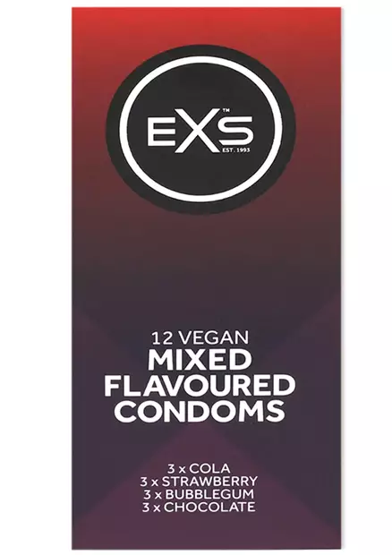 Maistuvat kondomit punas=C3=A4vyisess=C3=A4 pakkauksessa. - Kondomit - 5027701000424 - 1